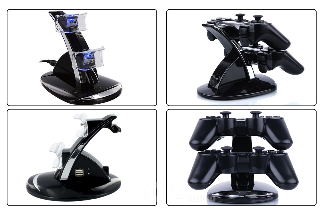 Blue LED USB Dual Dock Charging Station For Sony PS3 Controller Charger Wireless eBay