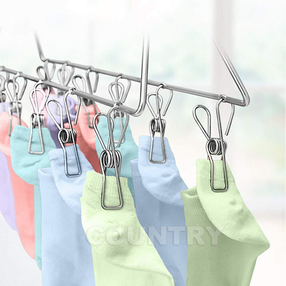 75360X Stainless Steel Clothes Pegs Hanging Clips Pins Laundry